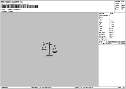 Scales Embroidery File 6 sizes