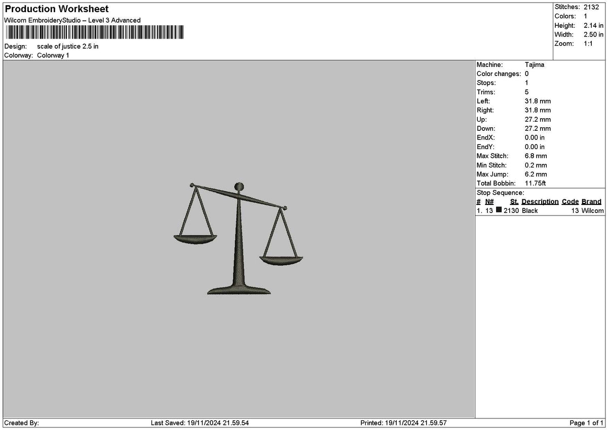 Scales Embroidery File 6 sizes – Master Digitizer
