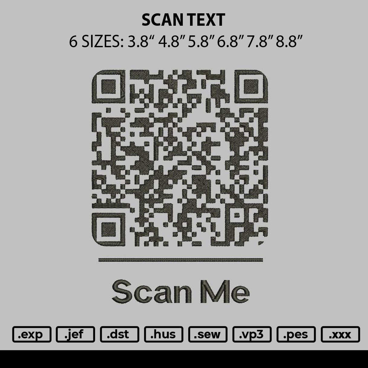 Scan Text Embroidery File 6 sizes