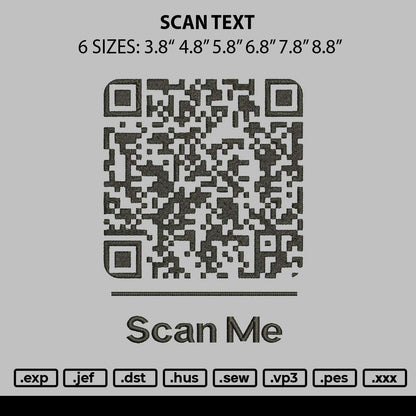Scan Text Embroidery File 6 sizes