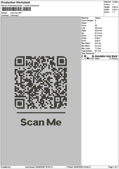 Scan Text Embroidery File 6 sizes