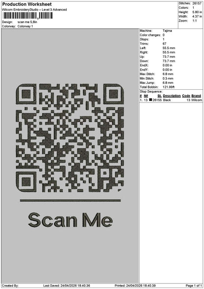 Scan Text Embroidery File 6 sizes