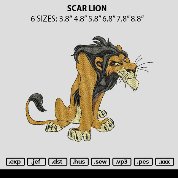 Scar Lion Embroidery File 6 sizes