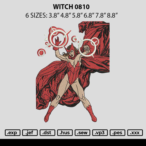 Witch 0810 Embroidery File 6 sizes