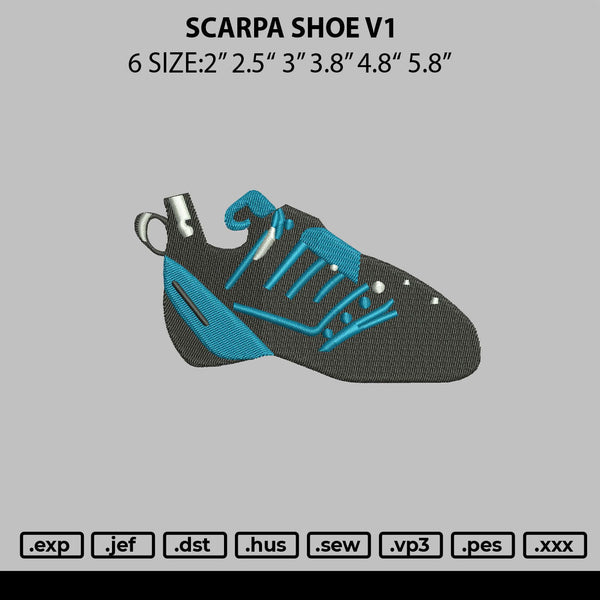 Scarpa Shoe V1 Embroidery File 6 sizes