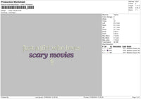 Scary Movies Embroidery File 6 sizes