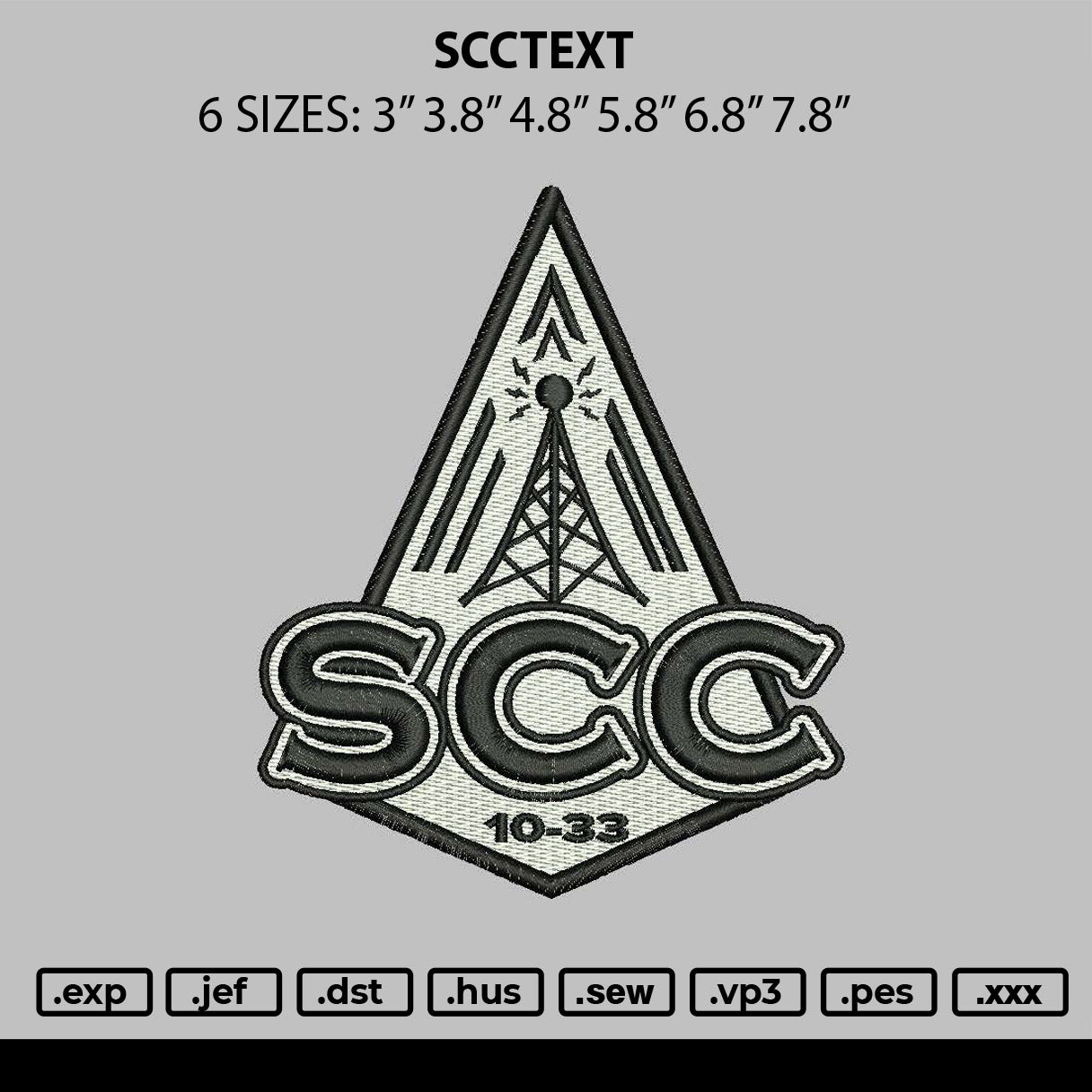Scctext Embroidery File 6 sizes
