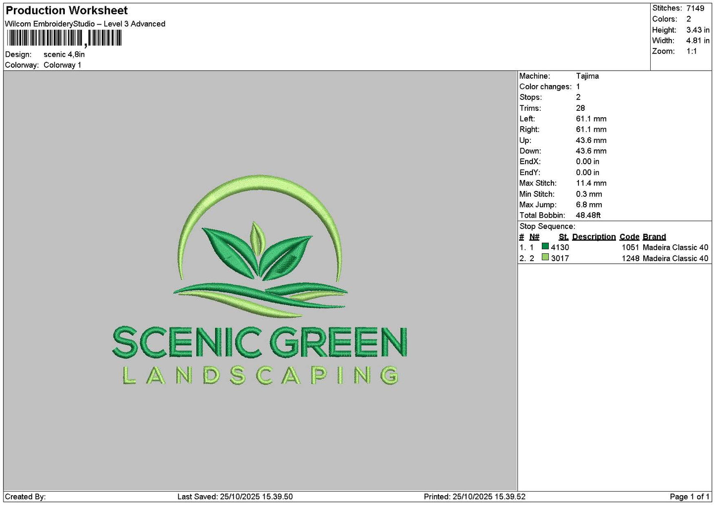 Scenictext Embroidery File 6 sizes