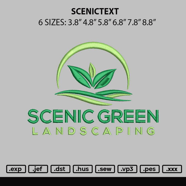 Scenictext Embroidery File 6 sizes