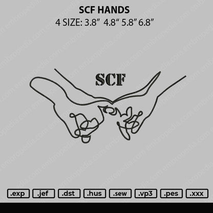 SCF Hands Embroidery File 4 size