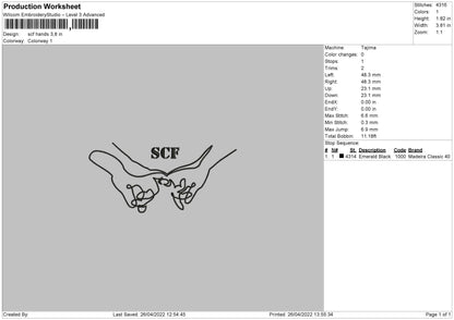 SCF Hands Embroidery File 4 size