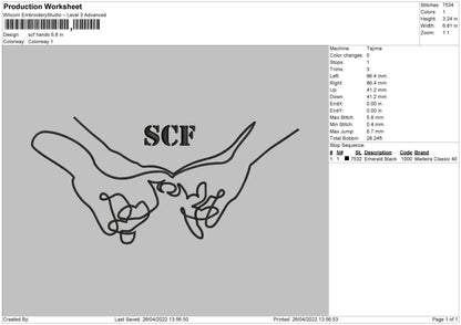 SCF Hands Embroidery File 4 size