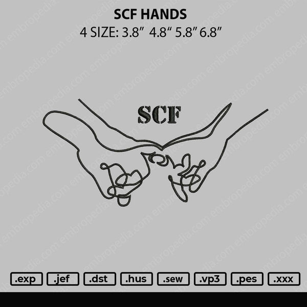 SCF Hands Embroidery File 4 size