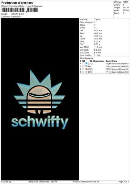 Schwifty Embroidery File 5 sizes
