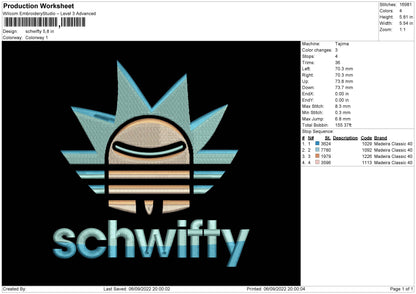 Schwifty Embroidery File 5 sizes