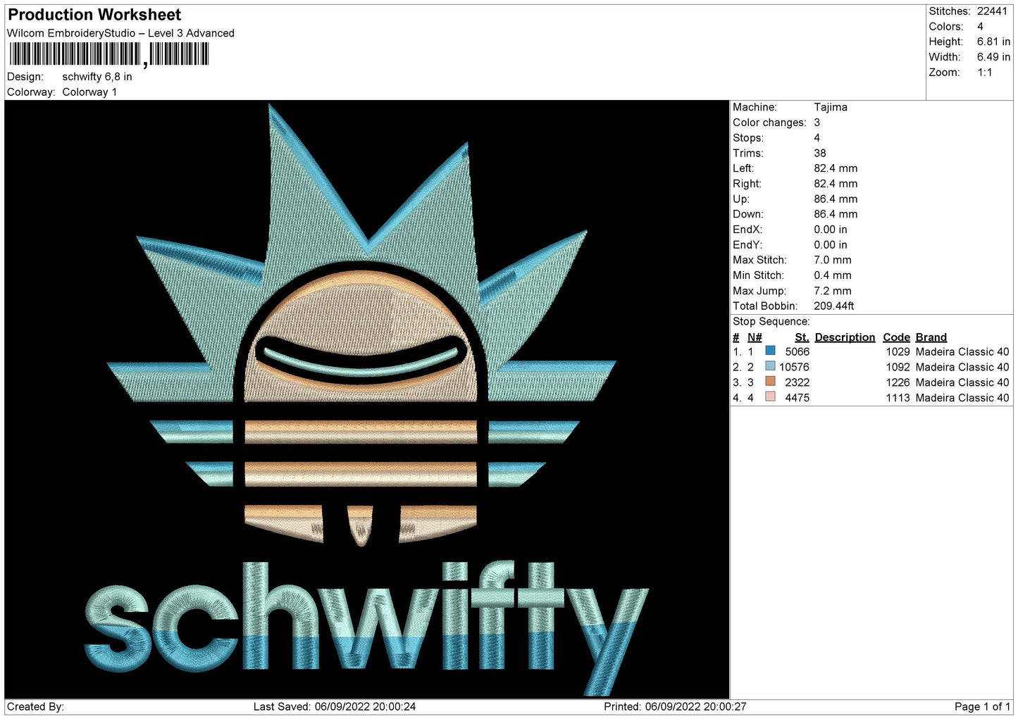 Schwifty Embroidery File 5 sizes