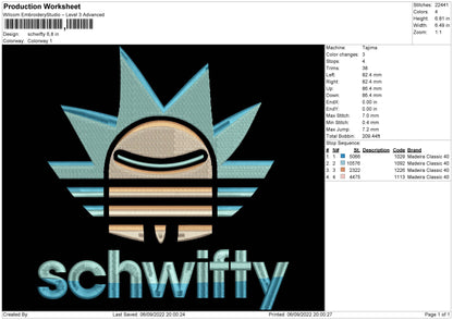 Schwifty Embroidery File 5 sizes