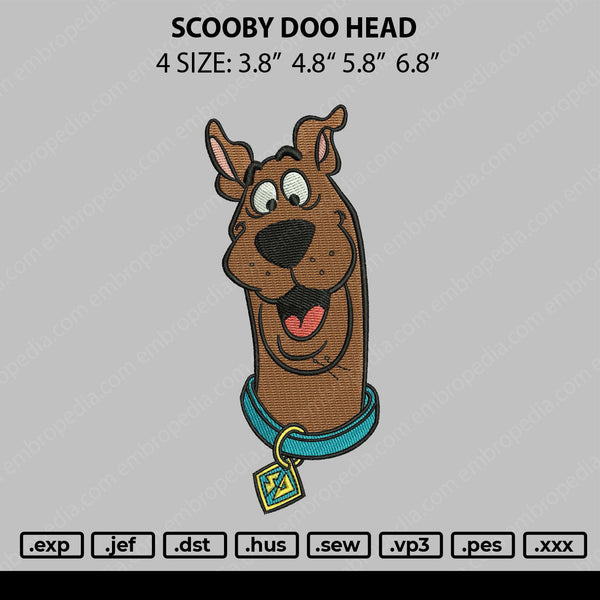 Scooby Doo Head Embroidery File 4 size