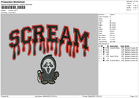 Scream Embroidery File 4 Sizes