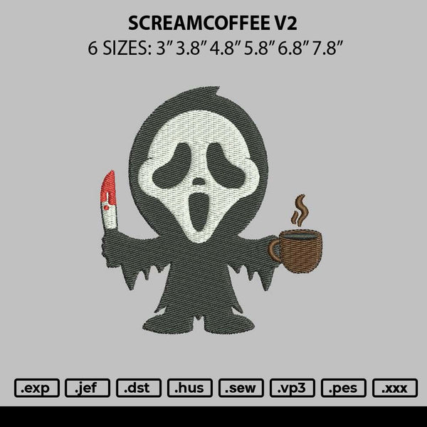 Screamcoffee V2 Embroidery File 6 sizes