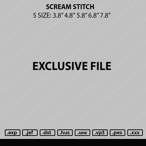 Scream Stitch Embroidery File 5 Sizes