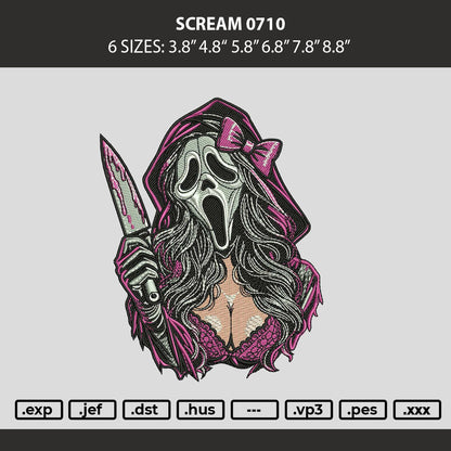 Scream 0710 Embroidery Machine Design File 6 sizes