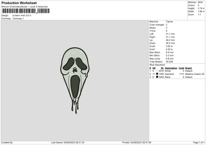Scream Melt Embroidery File 6 sizes