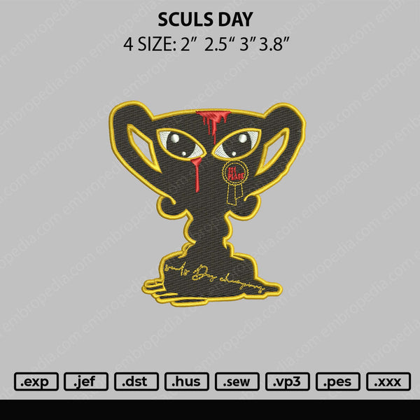 Sculs Day Embroidery File 4 size