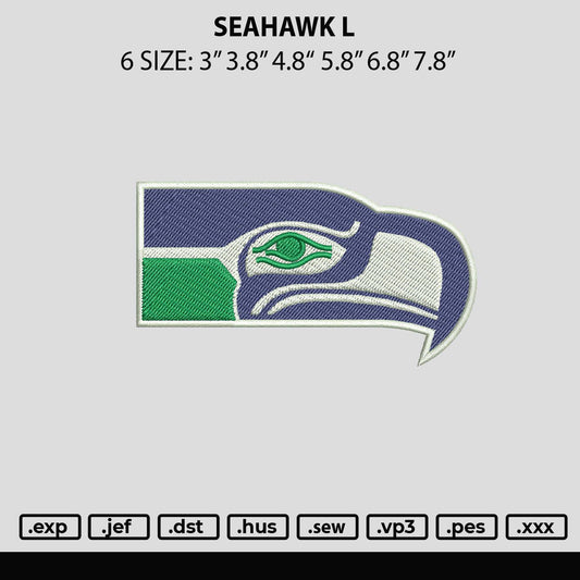 Seahawk L Embroidery File 6 sizes