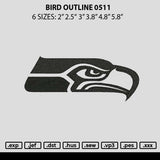 Bird Outline 0511 Embroidery File 6 sizes