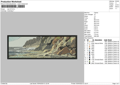 Sea Rectangle 02 Embroidery File 6 sizes