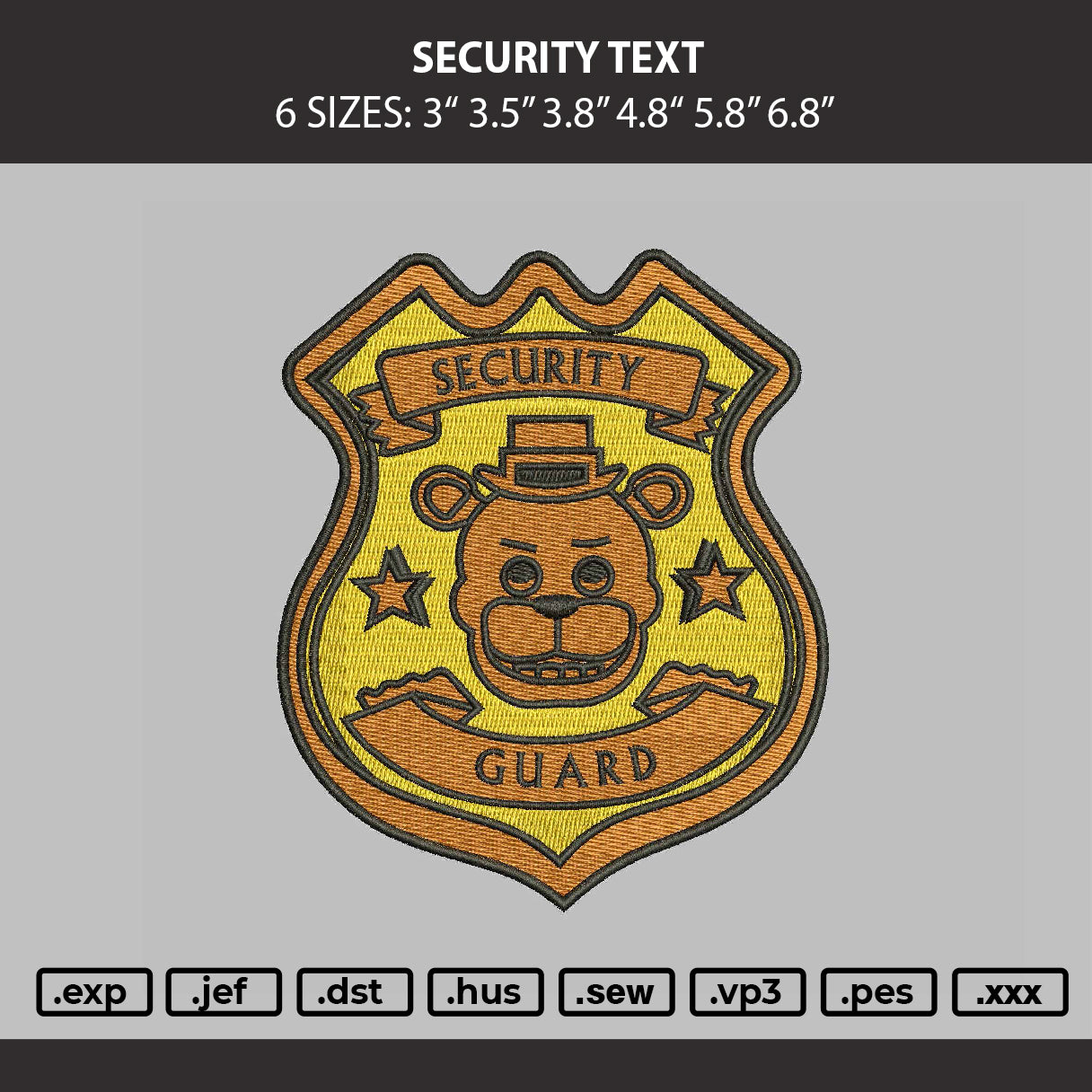 Security Text Embroidery Machine Design File 6 sizes