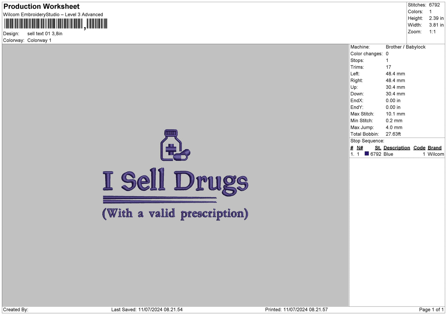 Sell Text 01 Embroidery File 6 sizes