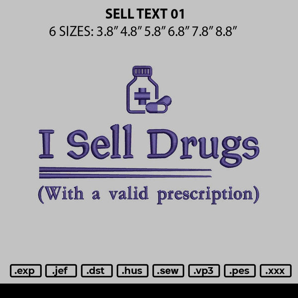 Sell Text 01 Embroidery File 6 sizes