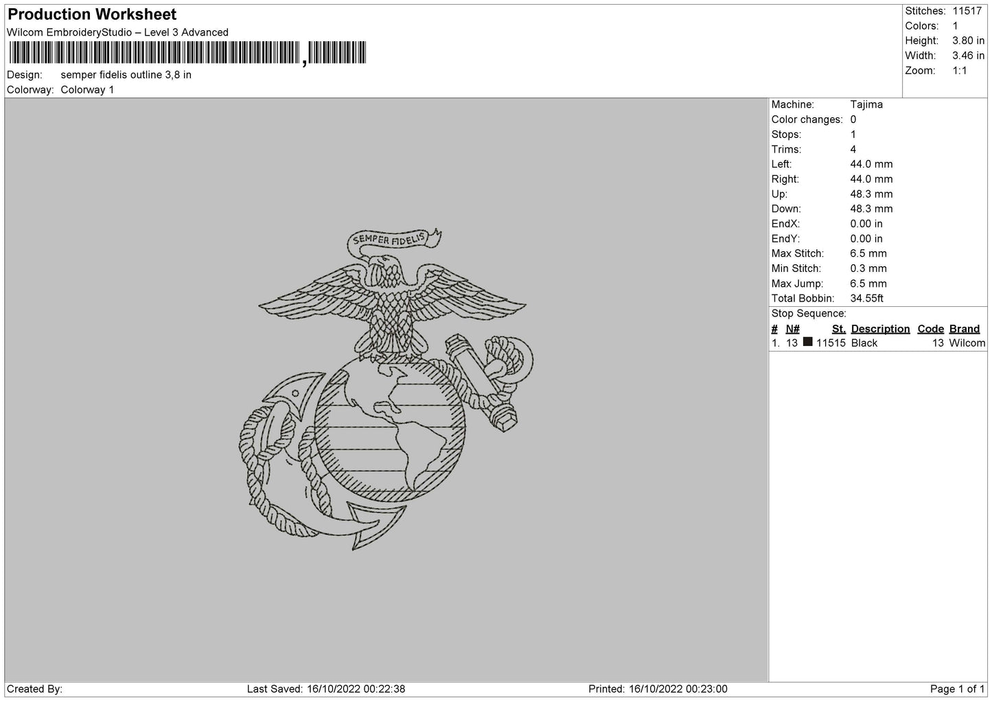 Samper Fidelis Outline Embroidery File 6 sizes