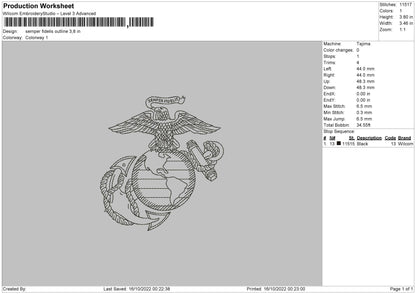 Samper Fidelis Outline Embroidery File 6 sizes