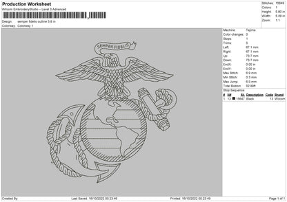 Samper Fidelis Outline Embroidery File 6 sizes