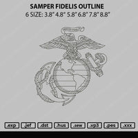 Samper Fidelis Outline Embroidery File 6 sizes