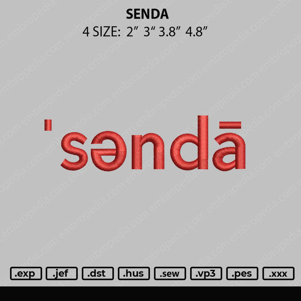 Senda Embroidery File 4 size