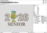 Senior Lemon Embroidery File 6 sizes