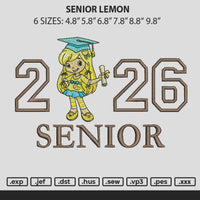 Senior Lemon Embroidery File 6 sizes
