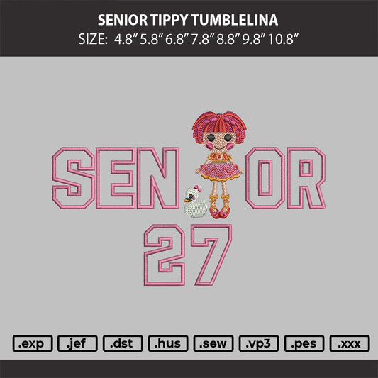 senior Tippy Tumblelina App Embroidery File 6 sizes