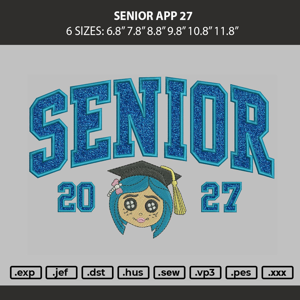 Senior App 27 Embroidery Machine Design File 6 sizes