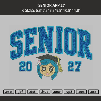 Senior App 27 Embroidery Machine Design File 6 sizes