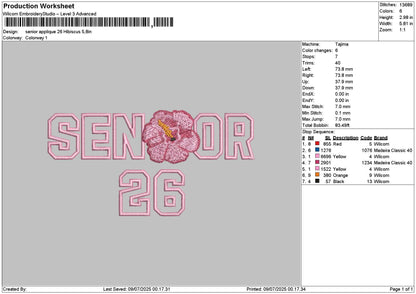Senior App 26 Flower Embroidery File 6 sizes