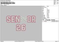 Senior26 Bow Embroidery File 6 sizes
