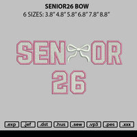 Senior26 Bow Embroidery File 6 sizes