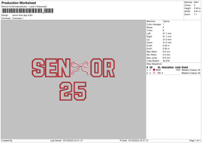 Bow25 App Embroidery File 6 sizes