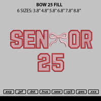 Bow 25 Fill Embroidery File 6 sizes