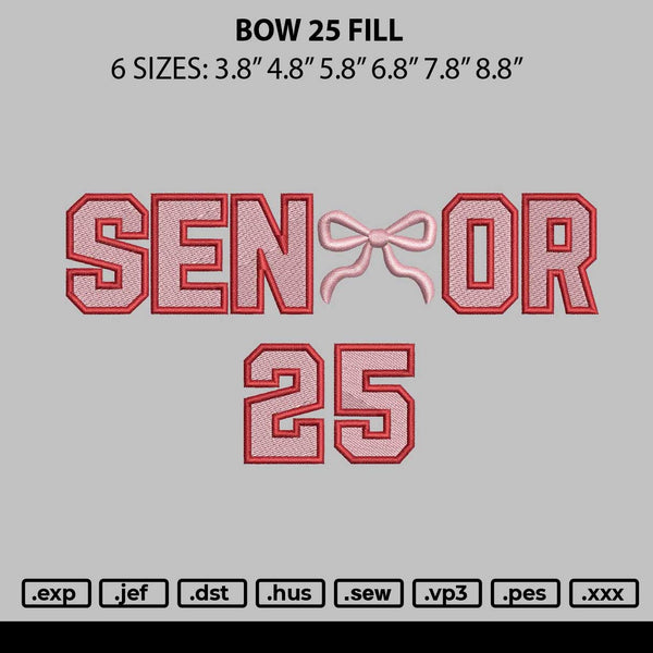 Bow 25 Fill Embroidery File 6 sizes